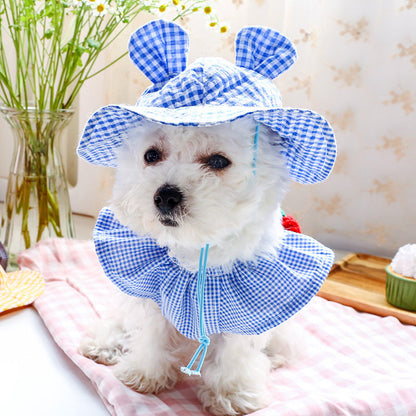 Elegant Dress Beautiful Princess Dress for Pets Beach Wear Whole Set (Hat and Bib)-3