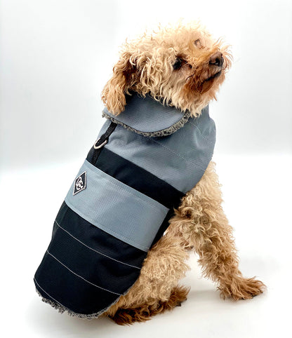 DoggieCoutureNY Water Resistant Gray & Black Coat-0