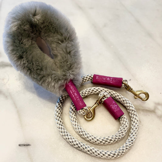 Shearling Fur Grip + Rope Leash Bundle for Dogs