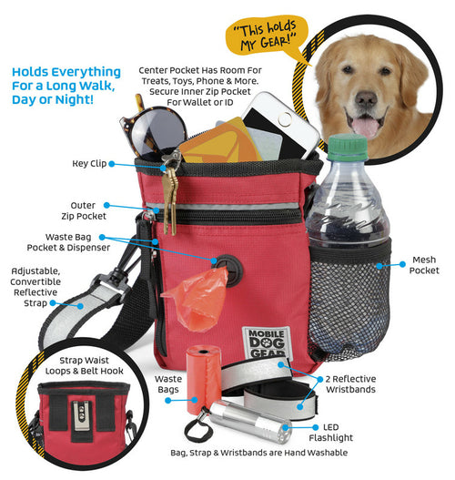 Mobile Dog Gear Day/Night Walking Bag - 6-Piece Set