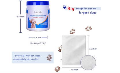 AdogluS All-Purpose Dog Wipes with Free Cotton Swabs