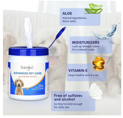 AdogluS All-Purpose Dog Wipes with Free Cotton Swabs