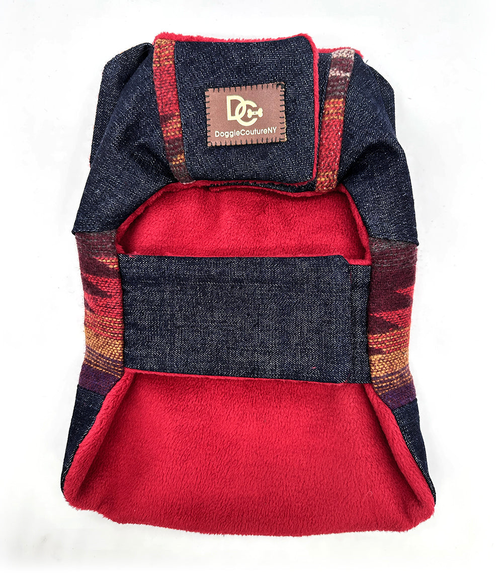 DCNY Navajo Trails Denim Duster - Red-3