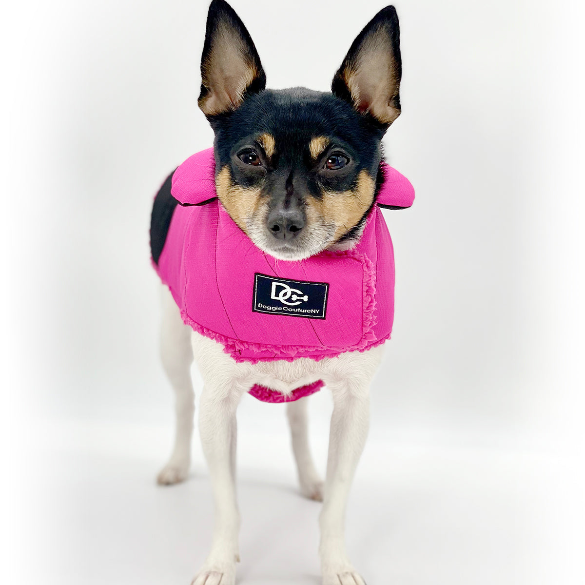 DoggieCoutureNY Water Resistant Pink & Black Coat-0